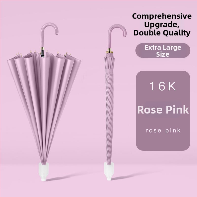 Детски чадър за дъжд с водоустойчив калъф, 16-ребрен дълъг модел, автоматично отваряне, плат Pongee 190T, железен каркас, пластмасова дръжка