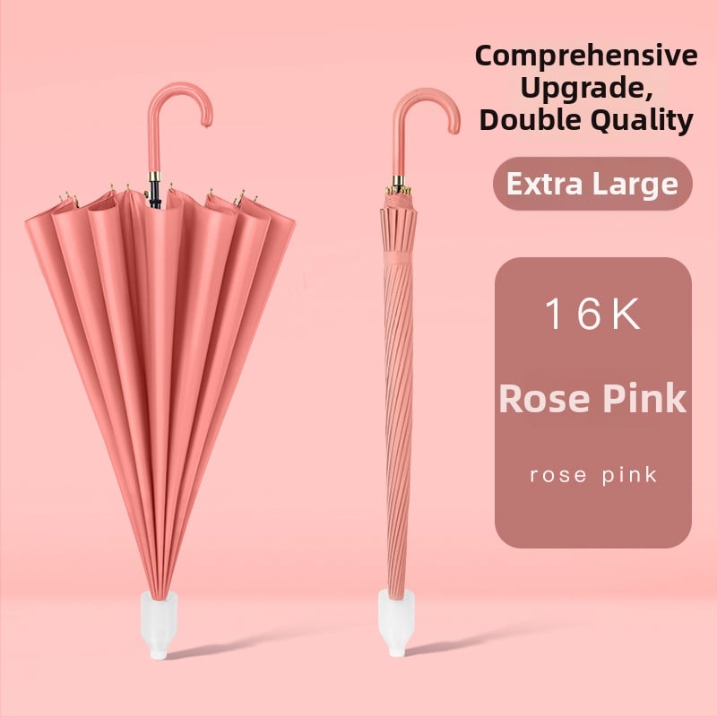 Детски чадър за дъжд с водоустойчив калъф, 16-ребрен дълъг модел, автоматично отваряне, плат Pongee 190T, железен каркас, пластмасова дръжка