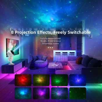 Астронавтски проектор за звездно небе — космическа проекция на звезди, пълно звездно небе, мултифункционална LED атмосферна нощна лампа (Jiakasi MXS-006A, USB порт, захранване от мрежата, акрилен абажур)