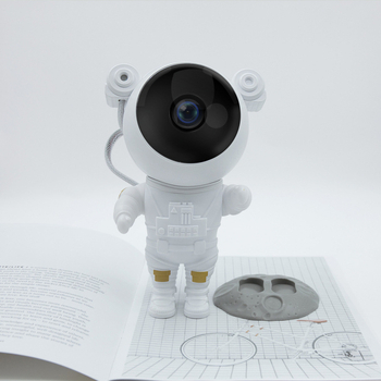 Астронавтски проектор за звездно небе — космическа проекция на звезди, пълно звездно небе, мултифункционална LED атмосферна нощна лампа (Jiakasi MXS-006A, USB порт, захранване от мрежата, акрилен абажур)