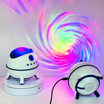 Нощна светлина с планетарна проекция и Bluetooth говорител, захранване от контакт