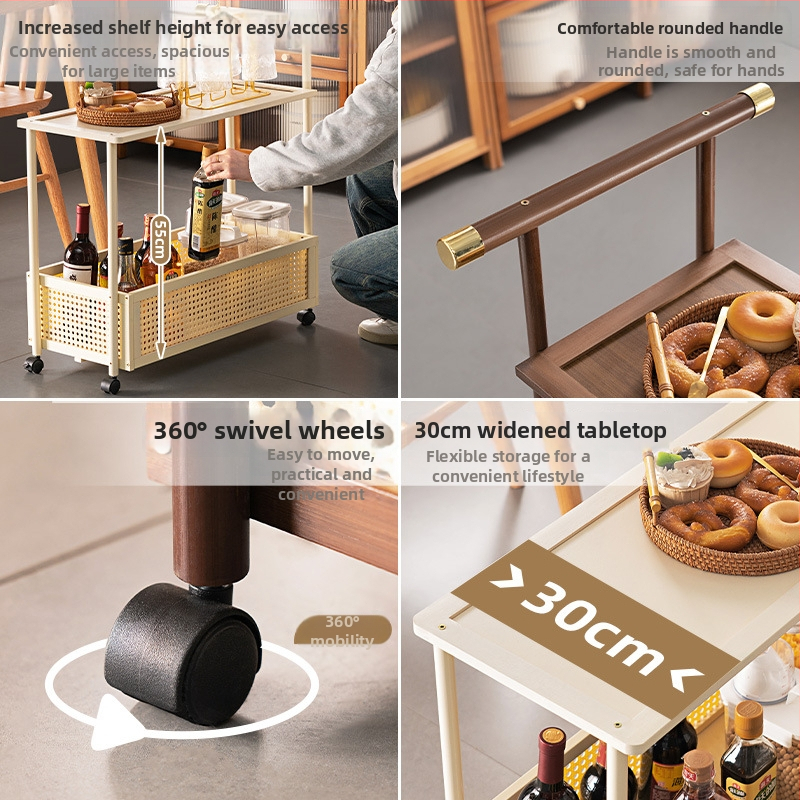 Kuchynský úložný regál, viacposchodový, multifunkčný, moderný minimalistický štýl, Shinnosuke