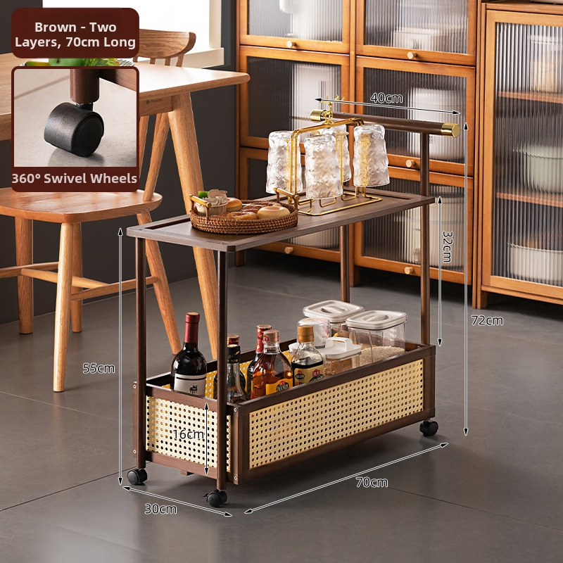 Kuchynský úložný regál, viacposchodový, multifunkčný, moderný minimalistický štýl, Shinnosuke