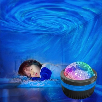 Нощна прожекционна лампа с галактическа мъглявина и водни шарки (Проекция, амбиентно осветление, USB захранване с вградена батерия, дистанционно управление, ABS абажур)