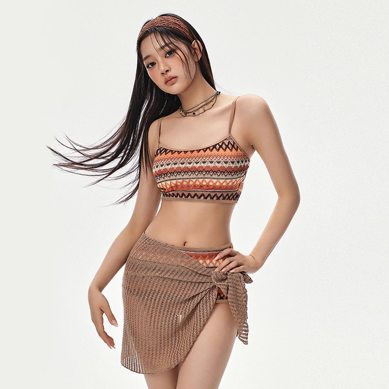 Kupaći set od tri dijela s jastučićima za grudi, bez underwirea, poliester, donji dio u stilu briefs