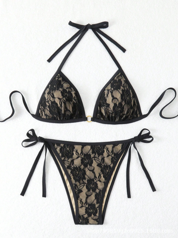 Leopard bikini s čipkom i halter vratom, za žene, s napunjenim gornjim dijelom, bez leđa