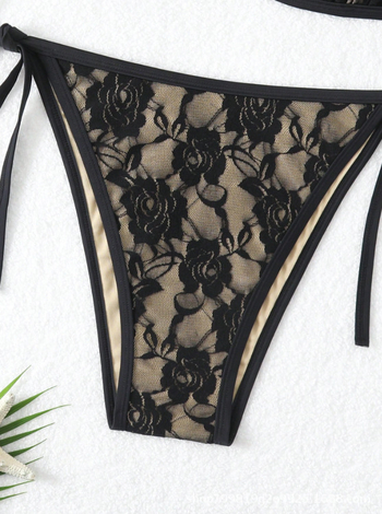 Leopard bikini s čipkom i halter vratom, za žene, s napunjenim gornjim dijelom, bez leđa