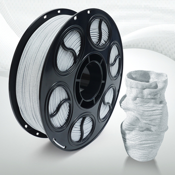 PLA filament za 3D ispis — svilenkasti uzorak marmora, kružni presjek, diskasti izgled
