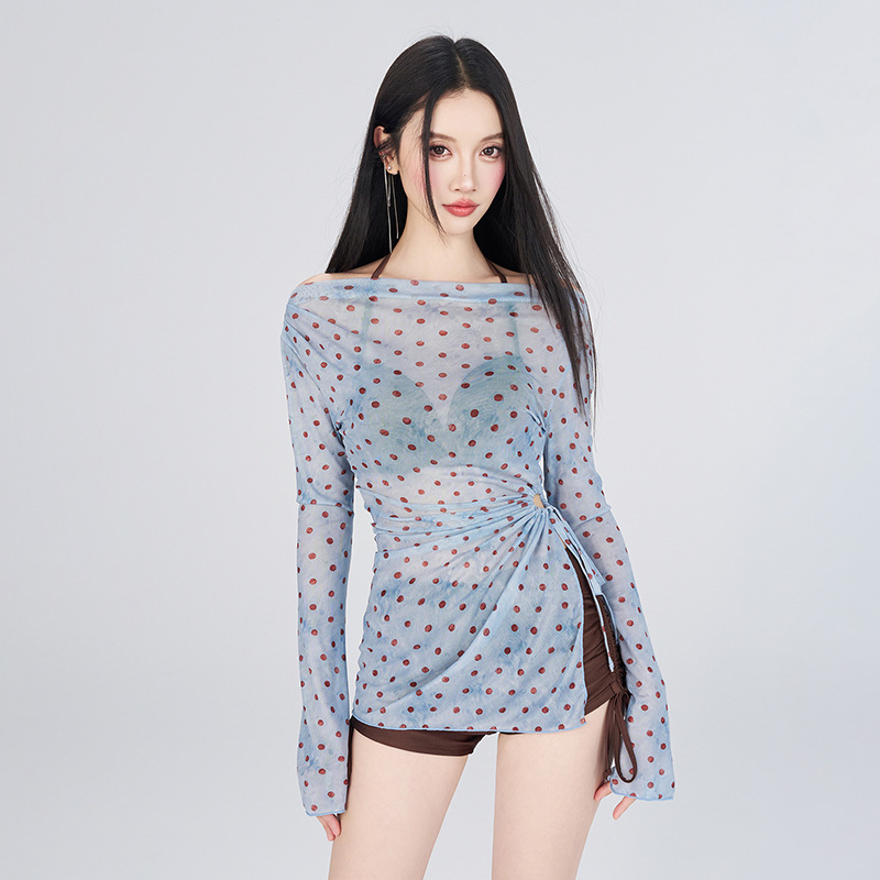 Hot Spring kupaći kostim s točkicama, ženski trodjelni set za plažu, uski kroj, sportski stil