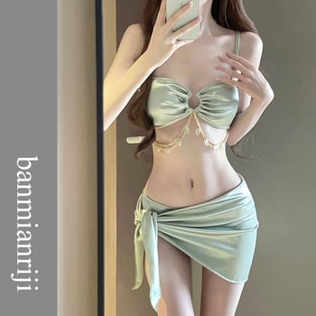 Ženski bikini kupaci kostim, trodijelni set, jedinstven uzorak, jastučić za prsa, 80% spandeks