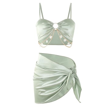 Ženski bikini kupaci kostim, trodijelni set, jedinstven uzorak, jastučić za prsa, 80% spandeks