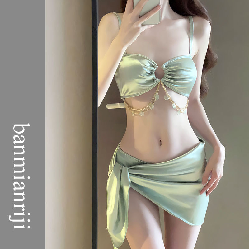 Ženski bikini kupaci kostim, trodijelni set, jedinstven uzorak, jastučić za prsa, 80% spandeks