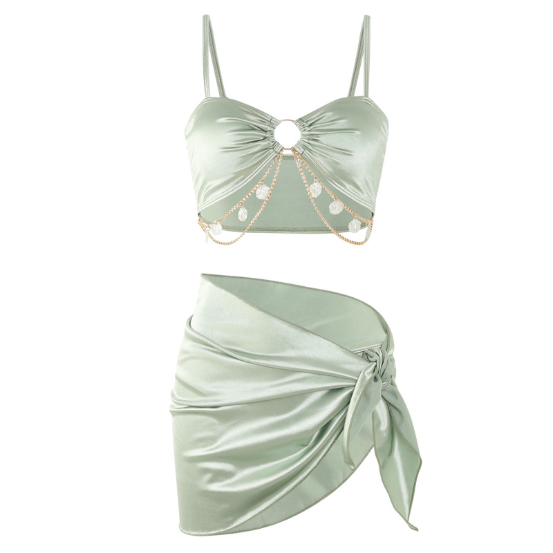 Ženski bikini kupaci kostim, trodijelni set, jedinstven uzorak, jastučić za prsa, 80% spandeks