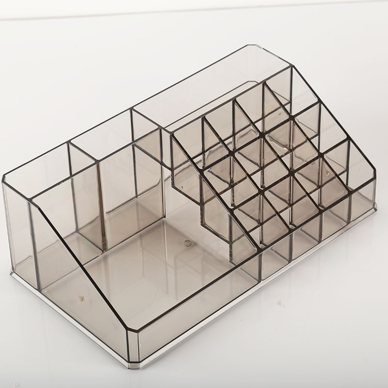 Akril kozmetikai tároló doboz sminkasztalhoz, modern minimalist dizájn, rekeszek ékszerekhez, rúzs, alapozó és szemhéjpúder számára