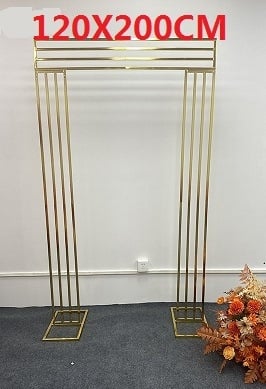 Μεταλλική γαμήλια αψίδα φόντου με χρυσό επίχρισμα, εξωτερική χρήση, τετράγωνο πλαίσιο