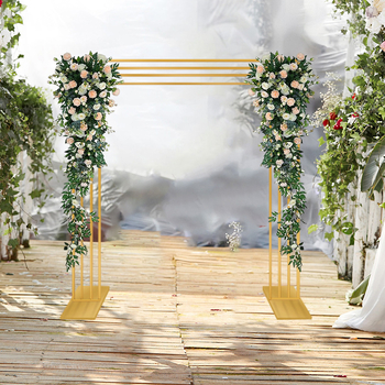 Μεταλλική γαμήλια αψίδα φόντου με χρυσό επίχρισμα, εξωτερική χρήση, τετράγωνο πλαίσιο