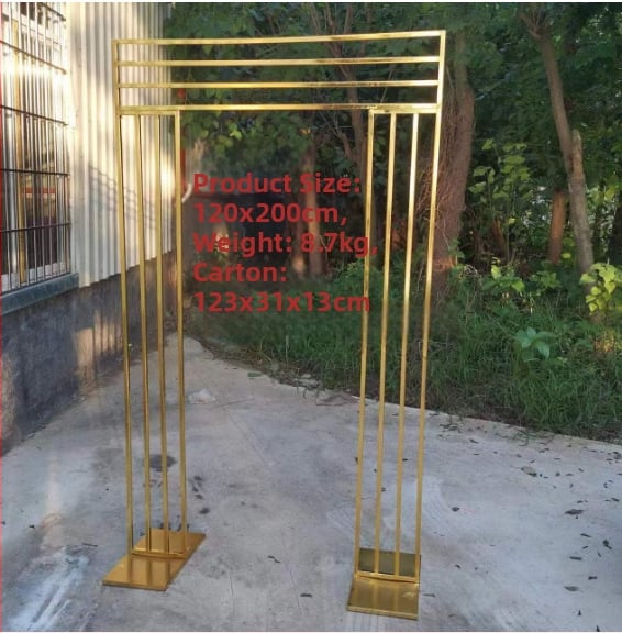 Μεταλλική γαμήλια αψίδα φόντου με χρυσό επίχρισμα, εξωτερική χρήση, τετράγωνο πλαίσιο