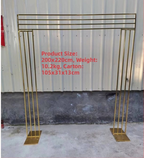 Μεταλλική γαμήλια αψίδα φόντου με χρυσό επίχρισμα, εξωτερική χρήση, τετράγωνο πλαίσιο