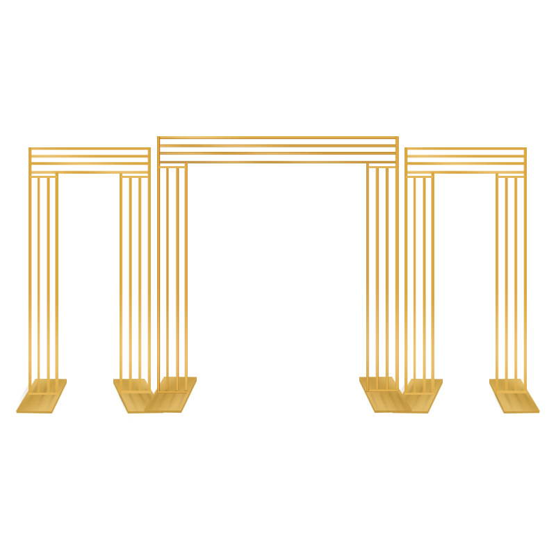 Μεταλλική γαμήλια αψίδα φόντου με χρυσό επίχρισμα, εξωτερική χρήση, τετράγωνο πλαίσιο