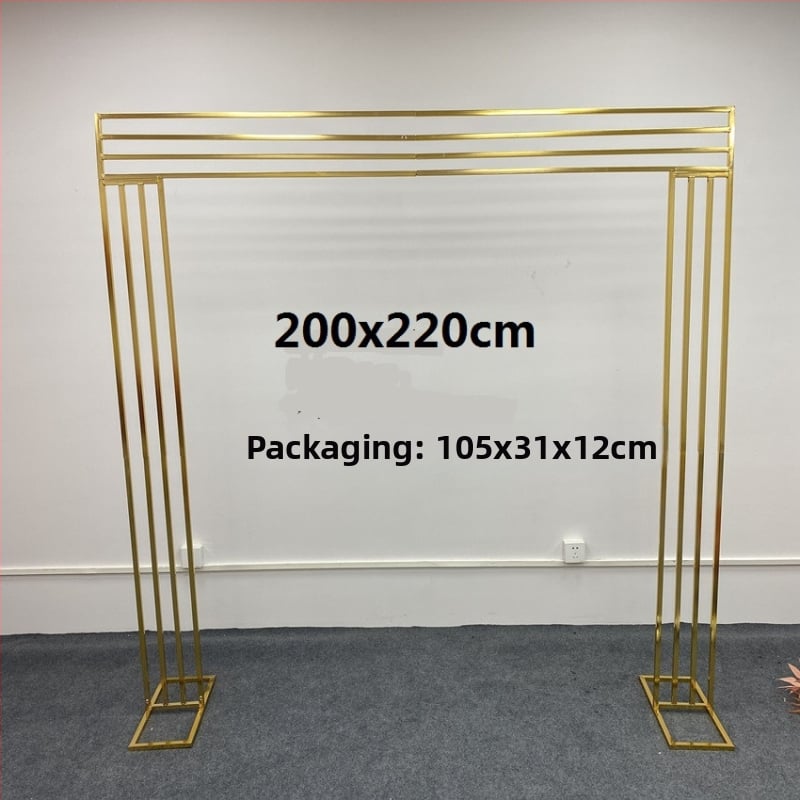 Μεταλλική γαμήλια αψίδα φόντου με χρυσό επίχρισμα, εξωτερική χρήση, τετράγωνο πλαίσιο