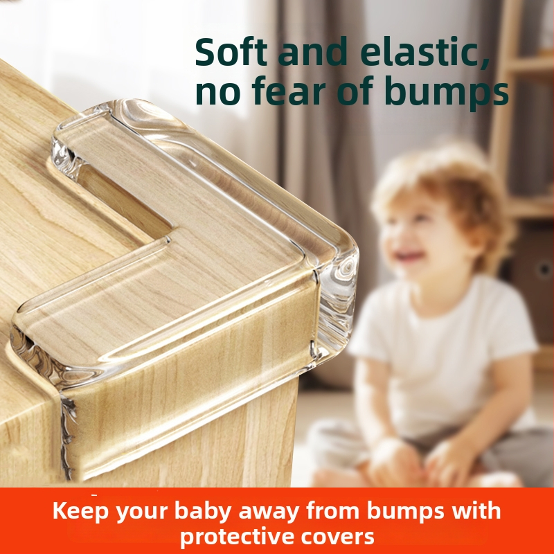 Chránič rohu stola, pravouhlý roh, priehľadný mäkký silikón, proti nárazu