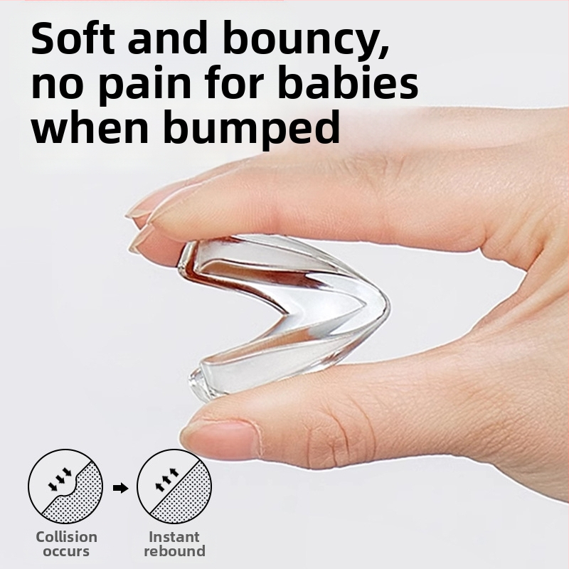 Chránič rohu stola, pravouhlý roh, priehľadný mäkký silikón, proti nárazu