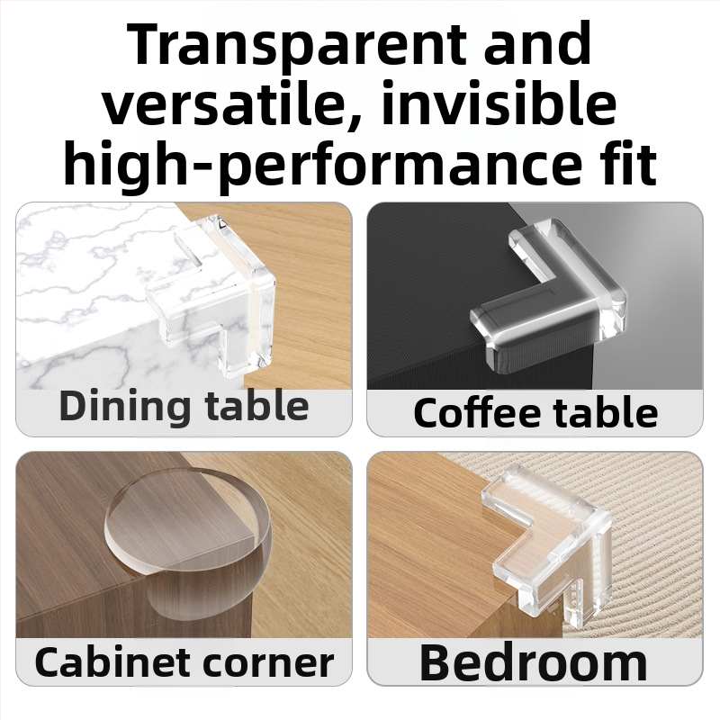 Chránič rohu stola, pravouhlý roh, priehľadný mäkký silikón, proti nárazu