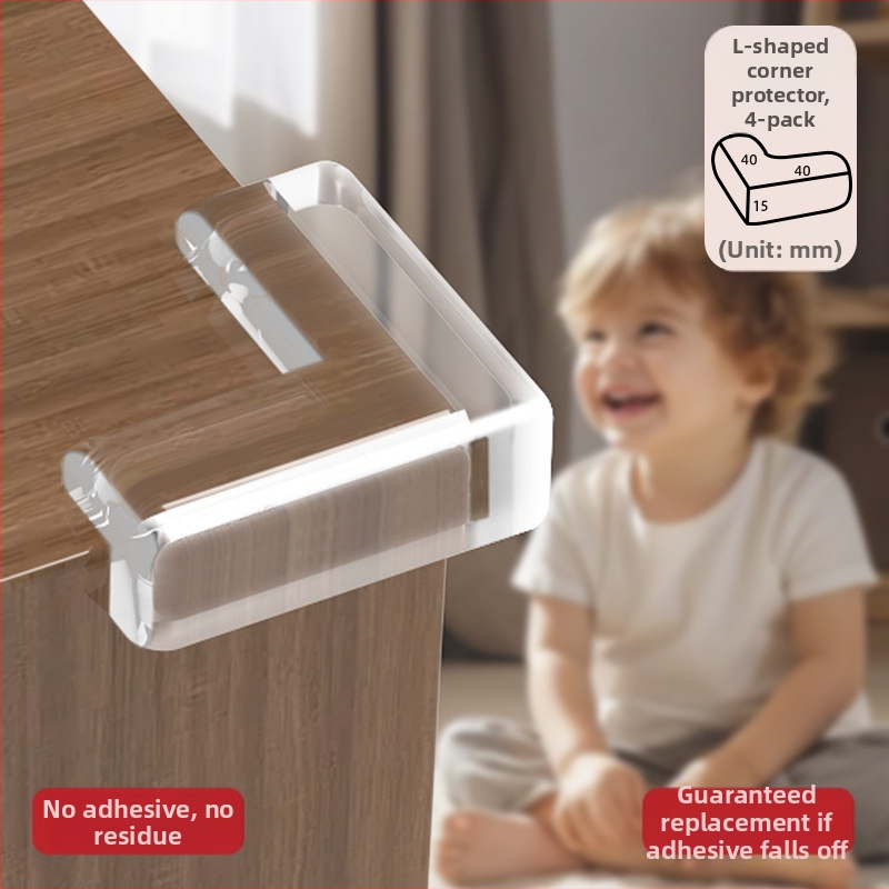 Chránič rohu stola, pravouhlý roh, priehľadný mäkký silikón, proti nárazu