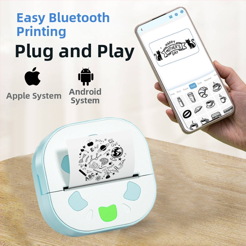 Prijenosni Bluetooth termalni pisač etiketa, termalni ispis, 1300 mAh baterija, 163 g težina, kompatibilan s Androidom i iOS-om