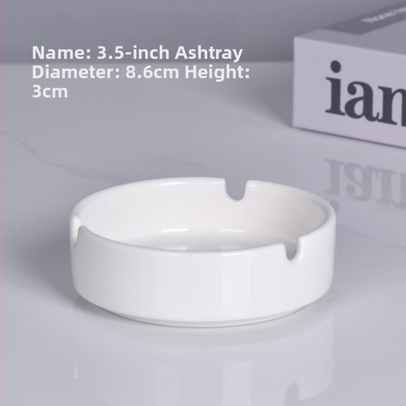 Cenușar ceramic rotund, cu margine lucioasă – pentru restaurante și hoteluri, gravură personalizată a logo-ului