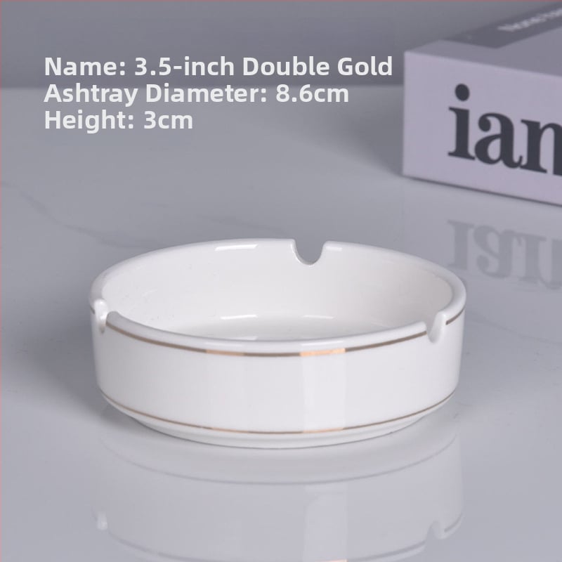 Cenușar ceramic rotund, cu margine lucioasă – pentru restaurante și hoteluri, gravură personalizată a logo-ului