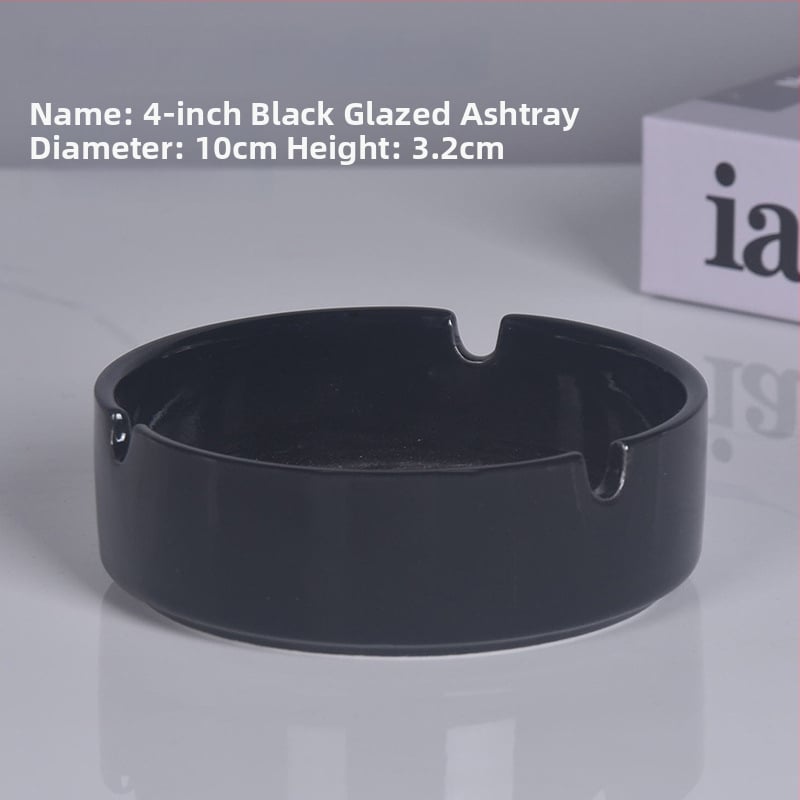 Cenușar ceramic rotund, cu margine lucioasă – pentru restaurante și hoteluri, gravură personalizată a logo-ului