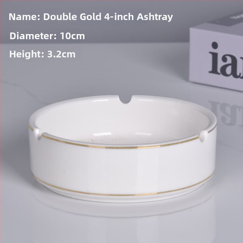 Cenușar ceramic rotund, cu margine lucioasă – pentru restaurante și hoteluri, gravură personalizată a logo-ului