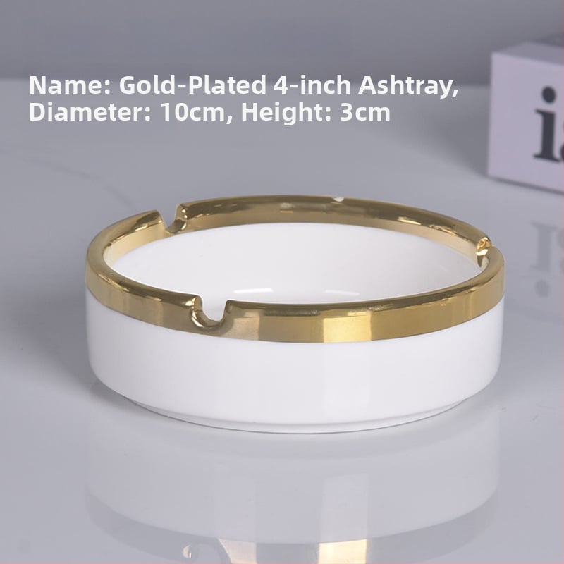 Cenușar ceramic rotund, cu margine lucioasă – pentru restaurante și hoteluri, gravură personalizată a logo-ului