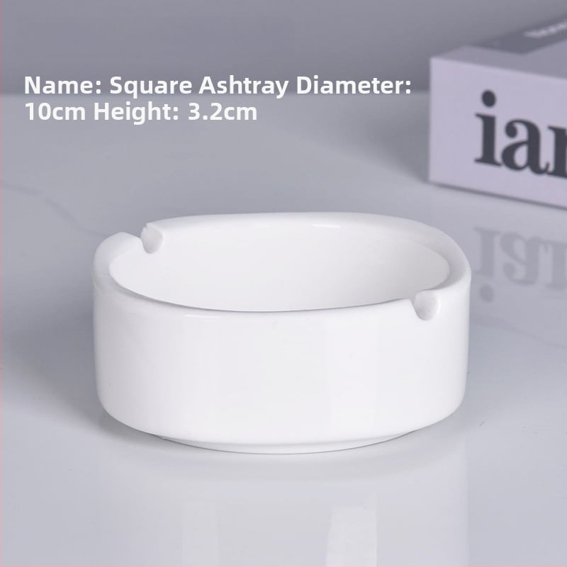 Cenușar ceramic rotund, cu margine lucioasă – pentru restaurante și hoteluri, gravură personalizată a logo-ului