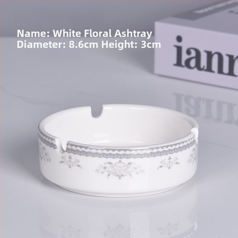 Cenușar ceramic rotund, cu margine lucioasă – pentru restaurante și hoteluri, gravură personalizată a logo-ului