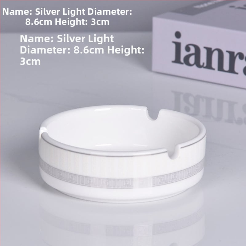 Cenușar ceramic rotund, cu margine lucioasă – pentru restaurante și hoteluri, gravură personalizată a logo-ului