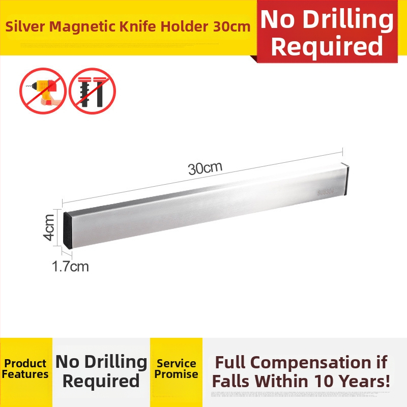 Nástenný magnetický držiak na nože z nerezovej ocele 304, bez vŕtania, jednovrstvový, moderný minimalistický dizajn, nosnosť 7,5 kg