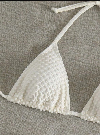 Trodijelni bikini set s otvorenim leđima, špage za vezivanje, poliester materijal