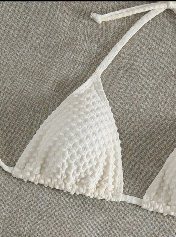 Trodijelni bikini set s otvorenim leđima, špage za vezivanje, poliester materijal
