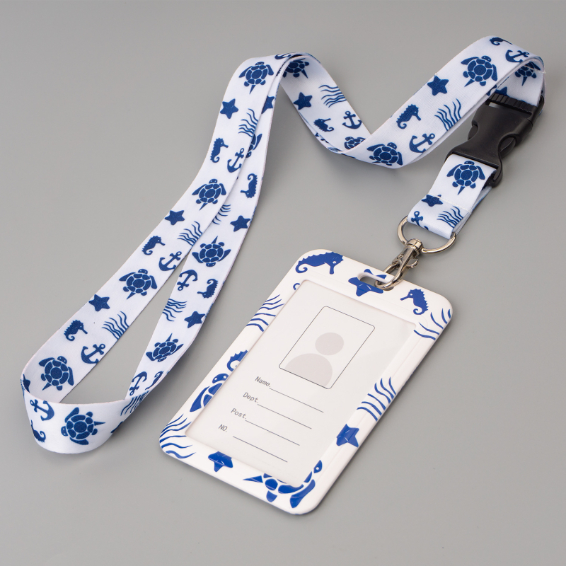 LOBEY mornarski poliesterni lanyard s tiskom i povlačnim kopčama te PVC držač kartice
