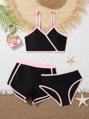 Dječji trodjelni bikini set visokim strukom, brzo se suši, izdržljiv, podstava od elastana