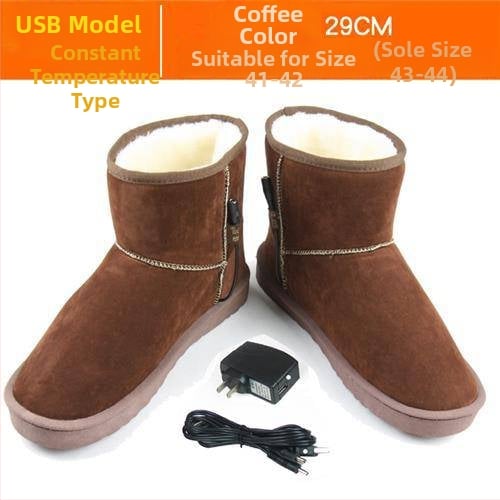 Muške USB grijane papuče, punjive, skidljive i perive, prava koža