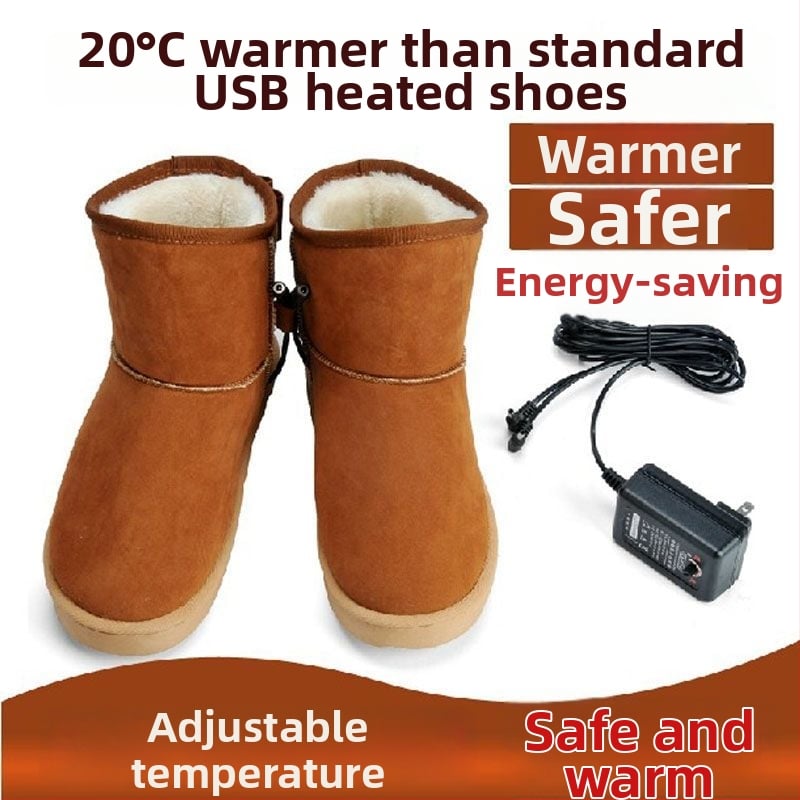 Muške USB grijane papuče, punjive, skidljive i perive, prava koža