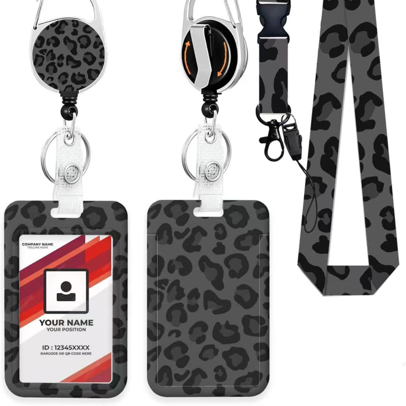 Leopard print kaiš za telefon s držačem kartice — Qiding, ABS, teleskopski, nosivost 90 g, mogućnost prilagodbe logotipa