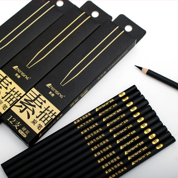 Sada uhlíkových ceruziek – drevený plášť, zabalená v krabičke, mäkké, stredné a tvrdé uhlíkové ceruzky