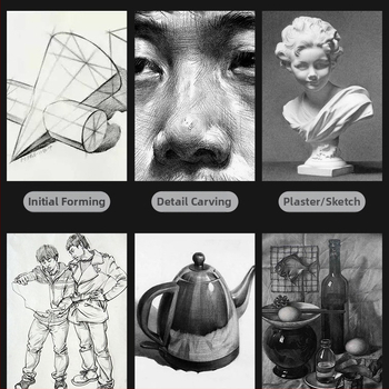 Sada uhlíkových ceruziek – drevený plášť, zabalená v krabičke, mäkké, stredné a tvrdé uhlíkové ceruzky