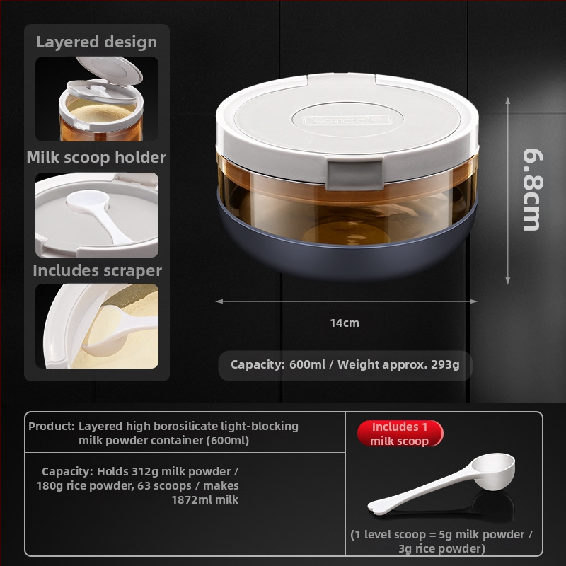 Korade μποροσιλικό γυάλινο βάζο για γάλα σε σκόνη, σφραγισμένο, προστασία από υγρασία και φως, φορητό για μεταφορά