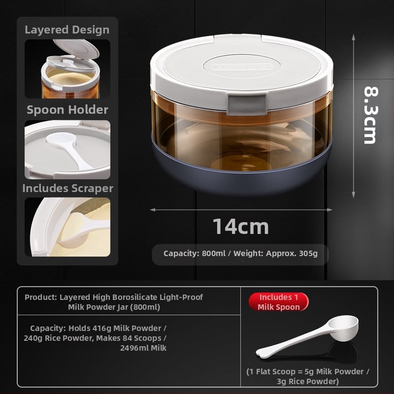 Korade μποροσιλικό γυάλινο βάζο για γάλα σε σκόνη, σφραγισμένο, προστασία από υγρασία και φως, φορητό για μεταφορά