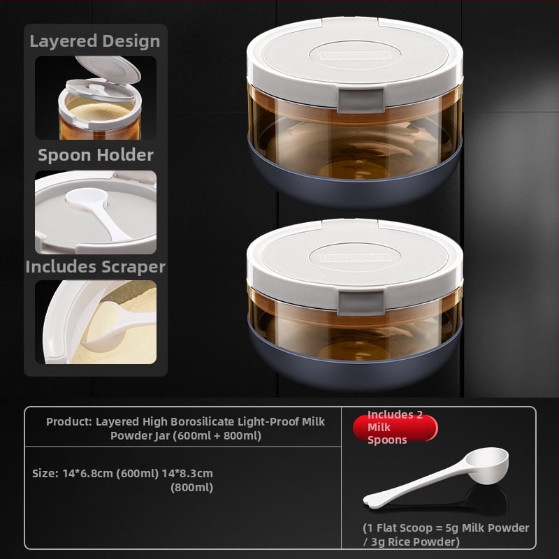 Korade μποροσιλικό γυάλινο βάζο για γάλα σε σκόνη, σφραγισμένο, προστασία από υγρασία και φως, φορητό για μεταφορά